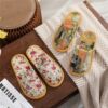 Spring and Autumn courtyard indoor home fabric linen slippers fashionable printed thick-soled rubber outsole wear-resistant anti-slip slippers