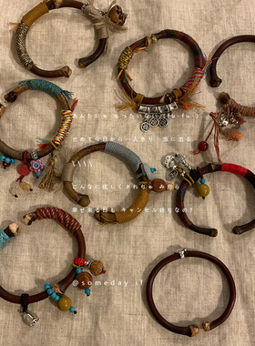 手作定制款 新中式鸡血藤手镯民族风藤镯开口手饰女复古藏式手环