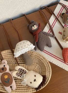 甜美可爱毛绒绒小动物咖色项链女秋冬级高感毛衣链配饰个性卫衣链