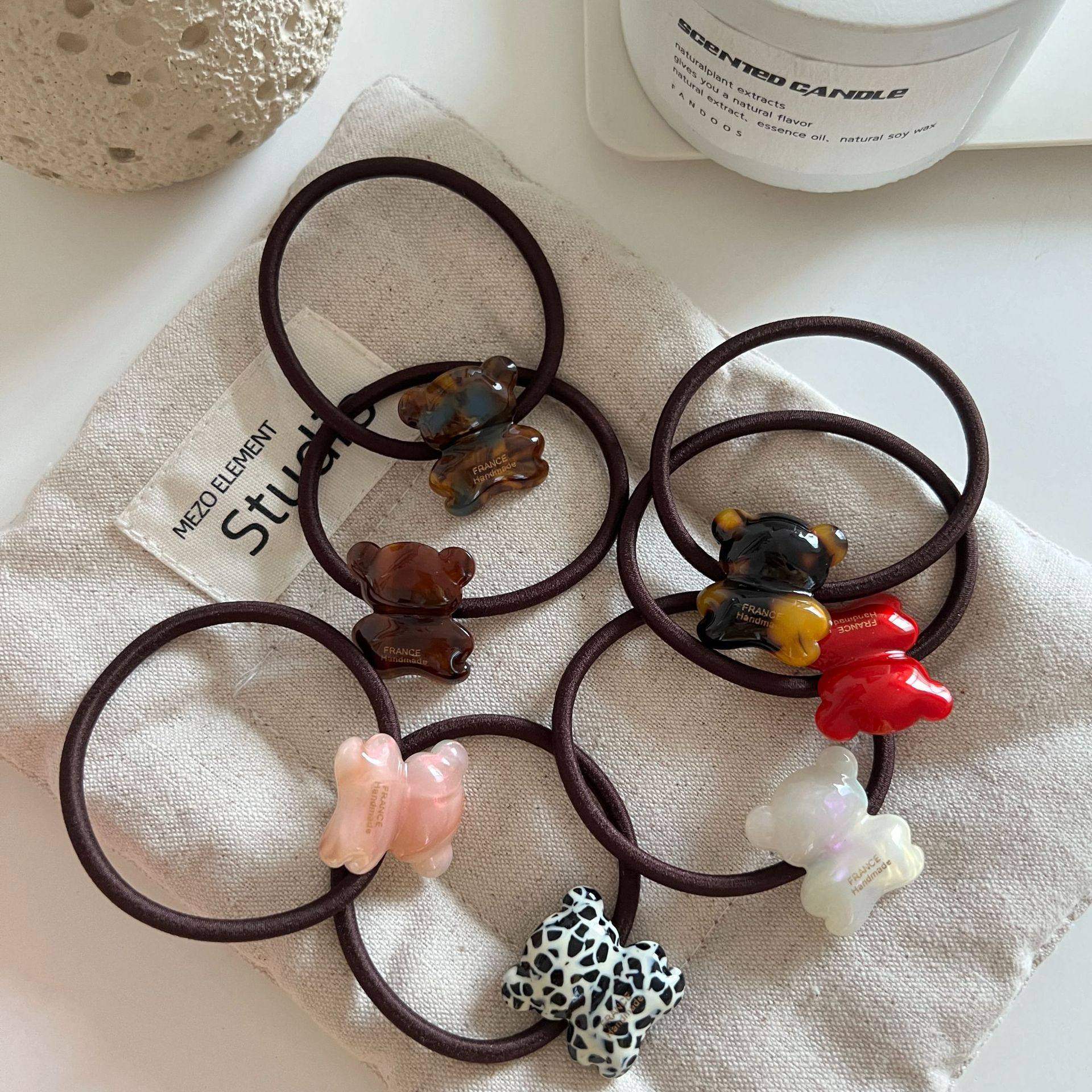 韩国时尚发饰甜美可爱少女风好质感金标醋酸小熊扎发皮筋高弹发绳,淘宝优惠券,粉丝福利购,淘宝优惠卷