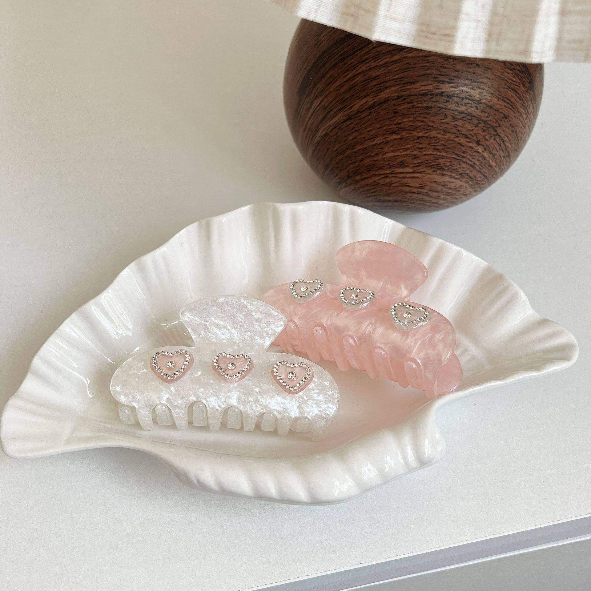 韩系ins风闪钻爱心醋酸抓夹小众法式发夹鲨鱼夹粉甜美少女发夹新,淘宝优惠券,粉丝福利购,淘宝优惠卷