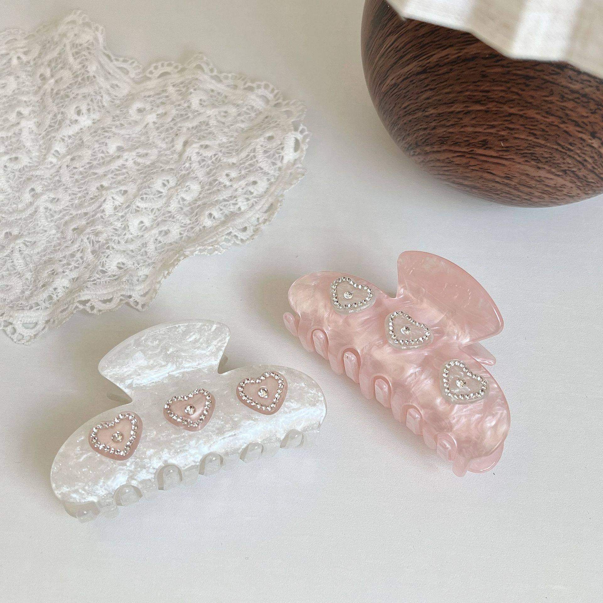 韩系ins风闪钻爱心醋酸抓夹小众法式发夹鲨鱼夹粉甜美少女发夹新,淘宝优惠券,粉丝福利购,淘宝优惠卷