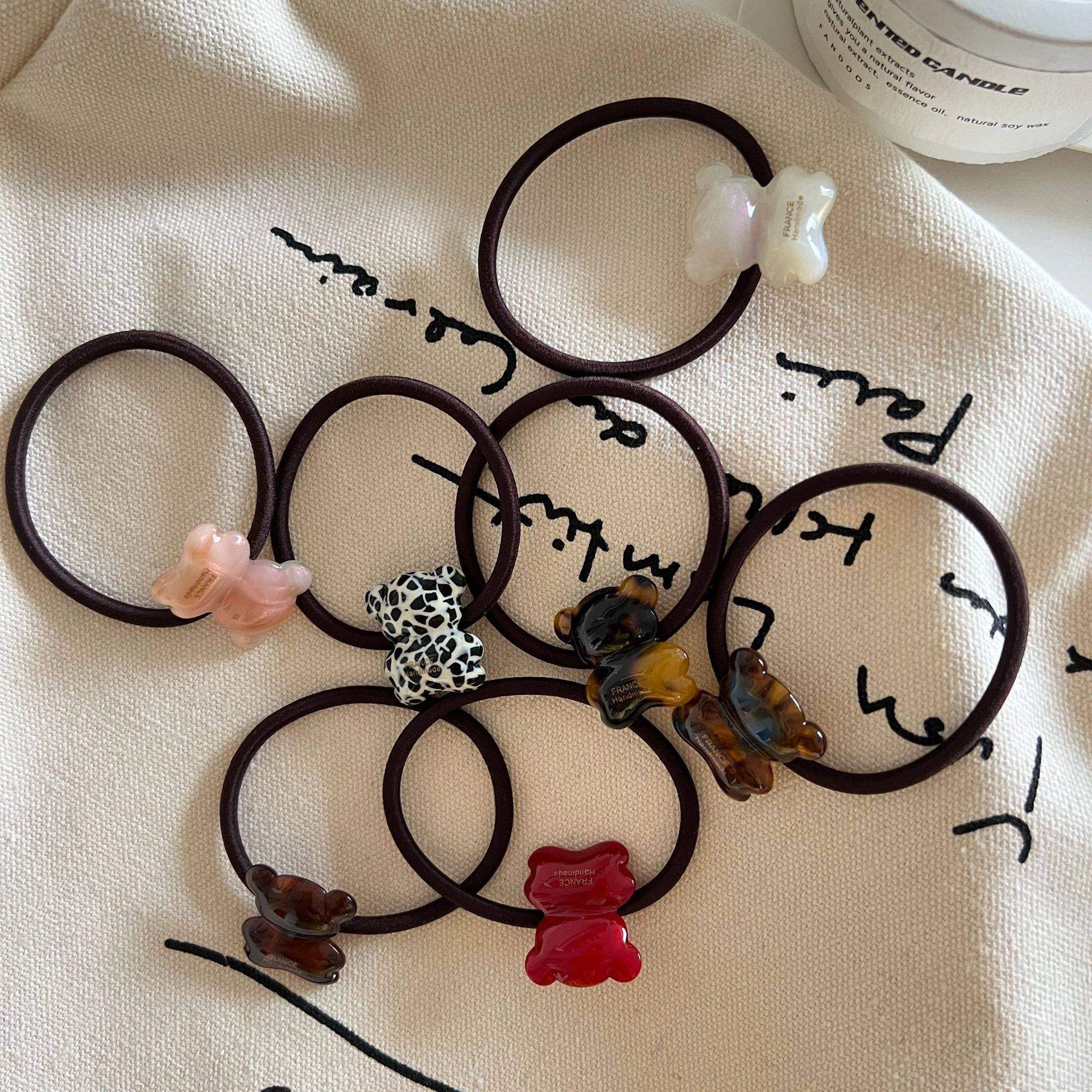 韩国时尚发饰甜美可爱少女风好质感金标醋酸小熊扎发皮筋高弹发绳,淘宝优惠券,粉丝福利购,淘宝优惠卷