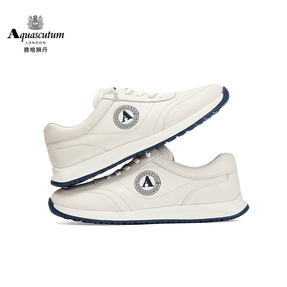 Aquascutum雅格狮丹1851时尚男鞋英伦风刺绣头层牛皮休闲鞋阿甘鞋 风阿实拍商品图