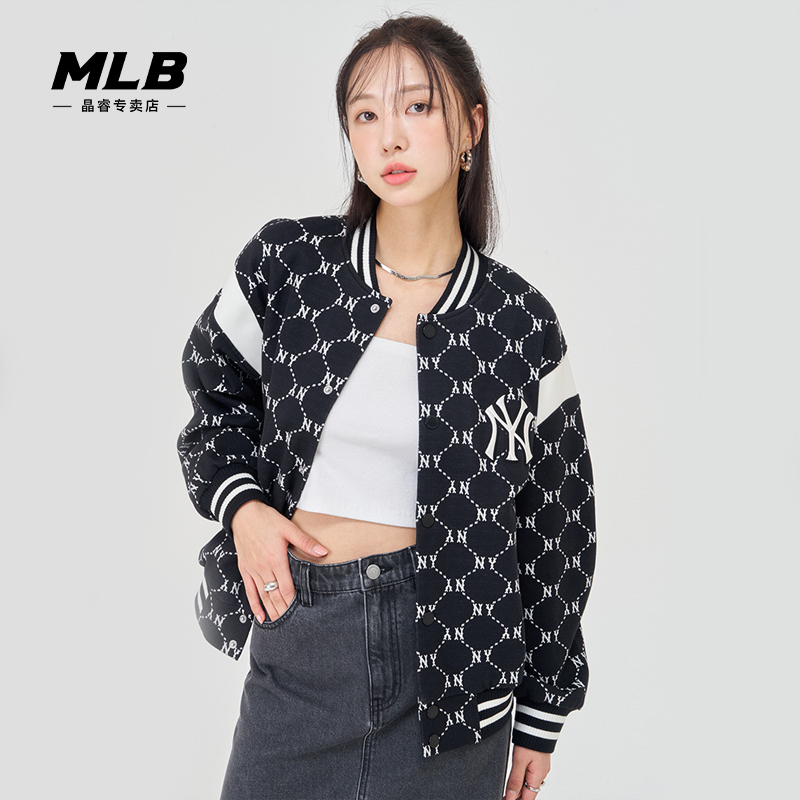 MLB男女情侣复古老花棒球外套时尚棒球服24春季新款JPM06-图0