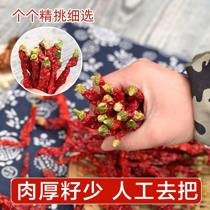 正宗湖南特产二荆条干辣椒500g微辣特香农家自制秦椒线椒皱皮辣子 - 图0