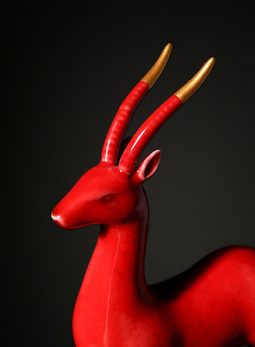 陶瓷珍藏版三羊开泰补角风水摆件客厅酒柜家装饰品办公室开业乔迁