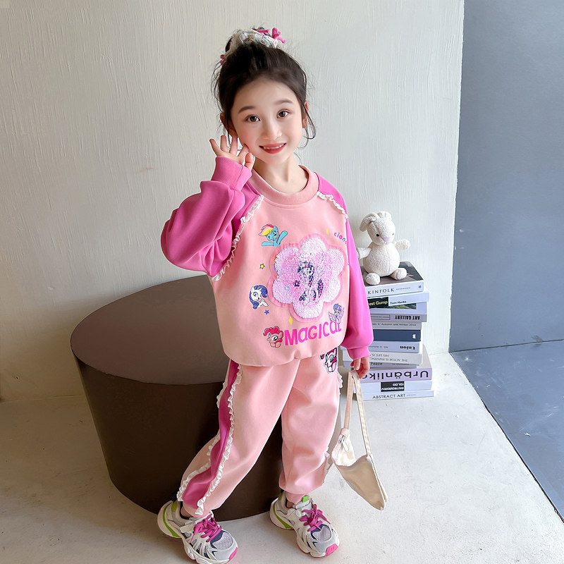 儿.童正版小马宝莉变脸卫衣套装春秋季女宝宝变色亮片两件套纯棉6,淘宝优惠券,粉丝福利购,淘宝优惠卷