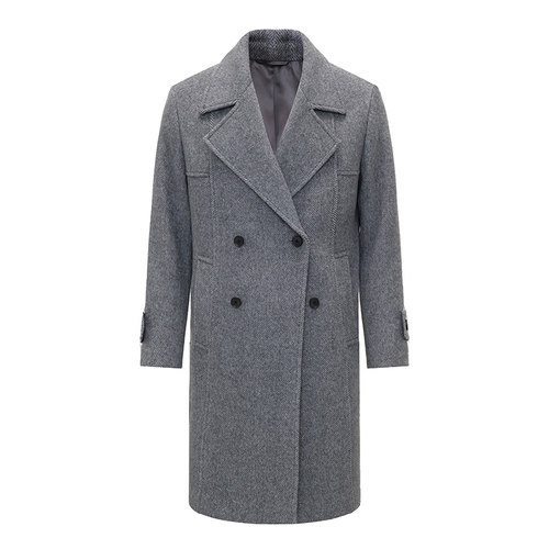 [羊毛]Navigare意大利小帆船灰色休闲外套男春季中长款毛呢大衣 - 图3