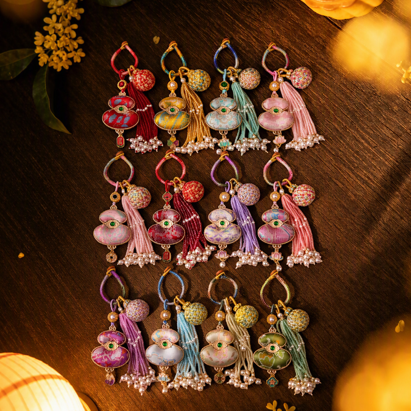 Song Jin Cui Beads Gourd Rice Beads Tassel Ring Buckle Bag