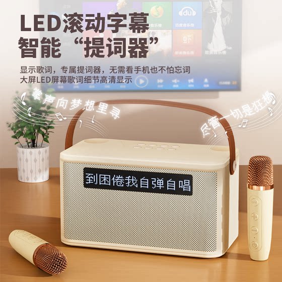 话筒音响一体麦克风k歌无线儿童家用家庭KTV蓝牙音箱显示歌词字幕