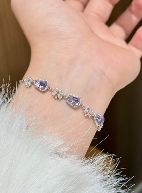 s925纯银天然紫水晶葫芦手链女款小众轻奢精致手饰闪闪发光的手串