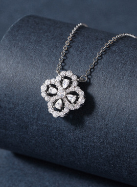 莫桑石S925纯银四叶草项链森系百