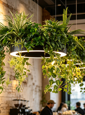 工业风仿真绿植吊灯造景装饰灯具