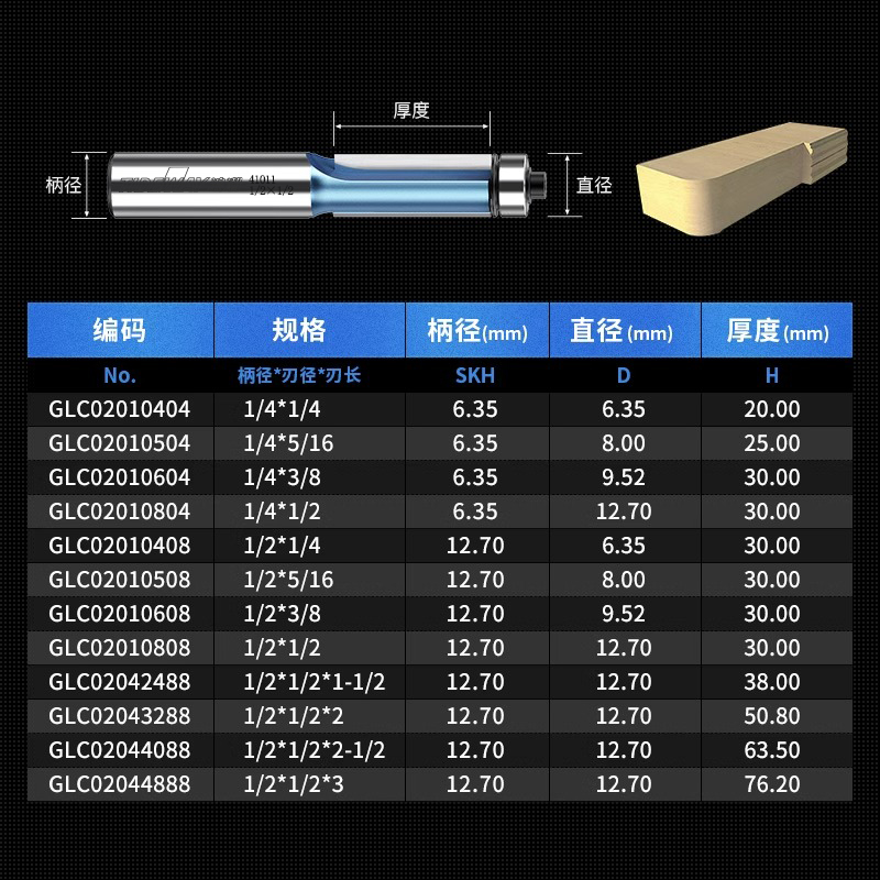 浪潮工业级修边刀加长带轴承木工刀具电木铣修边机刀头木工锣铣刀 - 图2