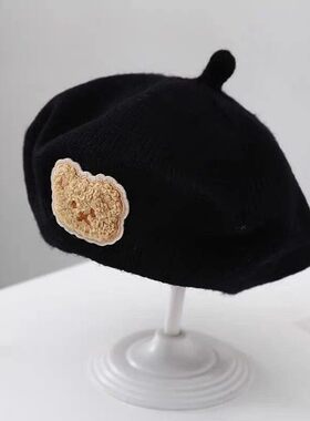 儿童帽子秋冬款可爱萌超宝宝毛线贝雷帽春秋婴幼儿百搭画家帽N