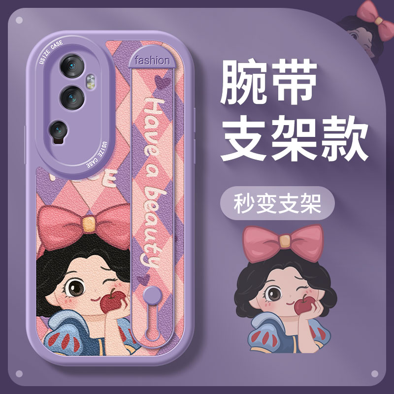 适用opporeno11手机壳女款oppo reno10pro+保护套防摔find x5腕带全包reno8磨砂7pro软外壳reno6支架格子公主 - 图0