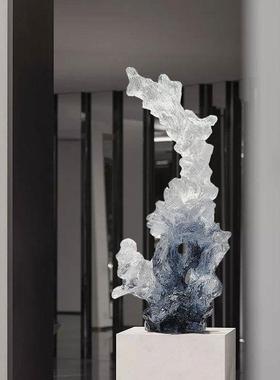 现代抽象透明树脂雕塑珊瑚造型办公室摆件别墅家居样板间软装饰品