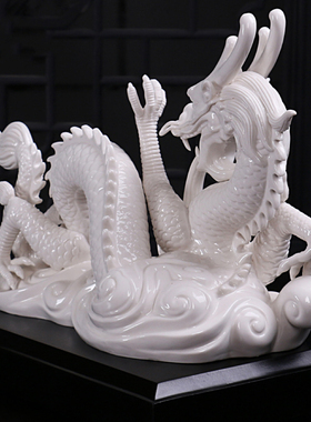 陶瓷珍藏版白瓷龙开拓辉煌财运成功吉祥中国龙陶瓷工艺品