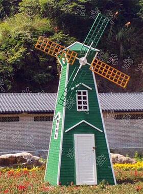 防腐木大型景观旋转七彩风车门头户外游乐园景区落地装饰美陈