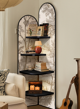 客厅转角柜画复古置物架书架卧室落地摆件墙角夹缝多层装饰收纳柜