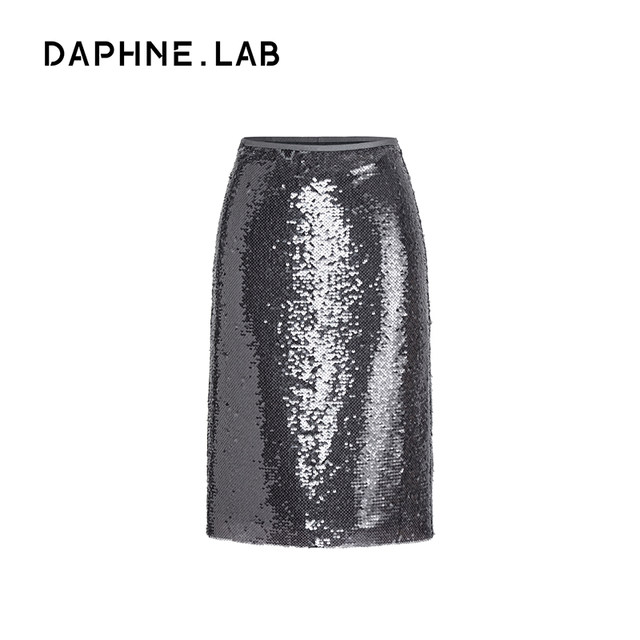 DAPHNE LAB24FW sequined straight skirt, versatile retro simple skirt, mid-skirt for slimming women