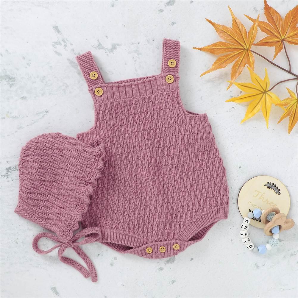 2Pcs Set Baby Knitted Romper Clothes Set Cotton Triangle Cro - 图0