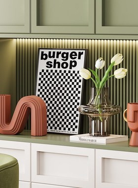 北欧多巴胺莫兰迪色系酒柜摆件客厅电H视柜开放格壁龛软装饰品摆