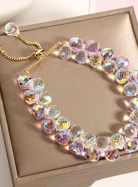 气质水晶编织双层手链女小众设计个性手镯简约学生闺蜜网红手饰品