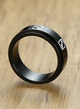 极速新品上市 设计款 麻将不锈钢A可转动骰子内拉沙戒指黑色指环