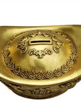 极速纯铜金元宝摆l件特大号聚宝盆存钱罐商铺办公室前台工艺礼品