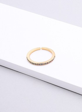 极速时尚简约ins风开q口戒指女单排圈铜微镶锆石戒指手饰首饰配饰