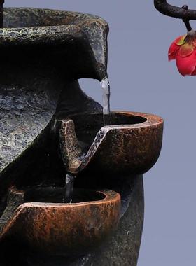 极速摆件客厅流水装饰品玄关创意招财桌面花瓶循环陶W瓷落地风水