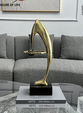 极速现代b抽象铜小型雕塑艺术品客厅土星光环金属摆件酒店办公室