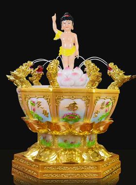 极速汉白玉浴佛j盆九龙吐水浴佛太子像浴佛勺整套佛诞用品厂家直