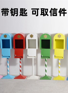 新品复古工业风铁艺信箱大电话y亭邮筒装饰品摆件可定制颜色logo