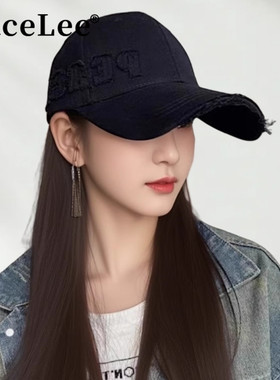 FaceLee日本设计师联名款复古破洞棒球帽女新款加大加深宽檐显脸