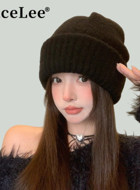 FaceLee日本设计师联名款爱心扣子针织毛线帽子女韩系年秋冬季保
