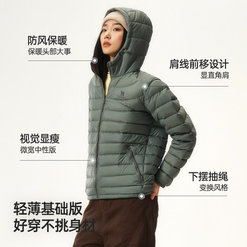 【骆驼火焰】女装轻薄羽绒服2026秋冬新款抗静电90鸭绒情侣外套男 新情实拍商品图