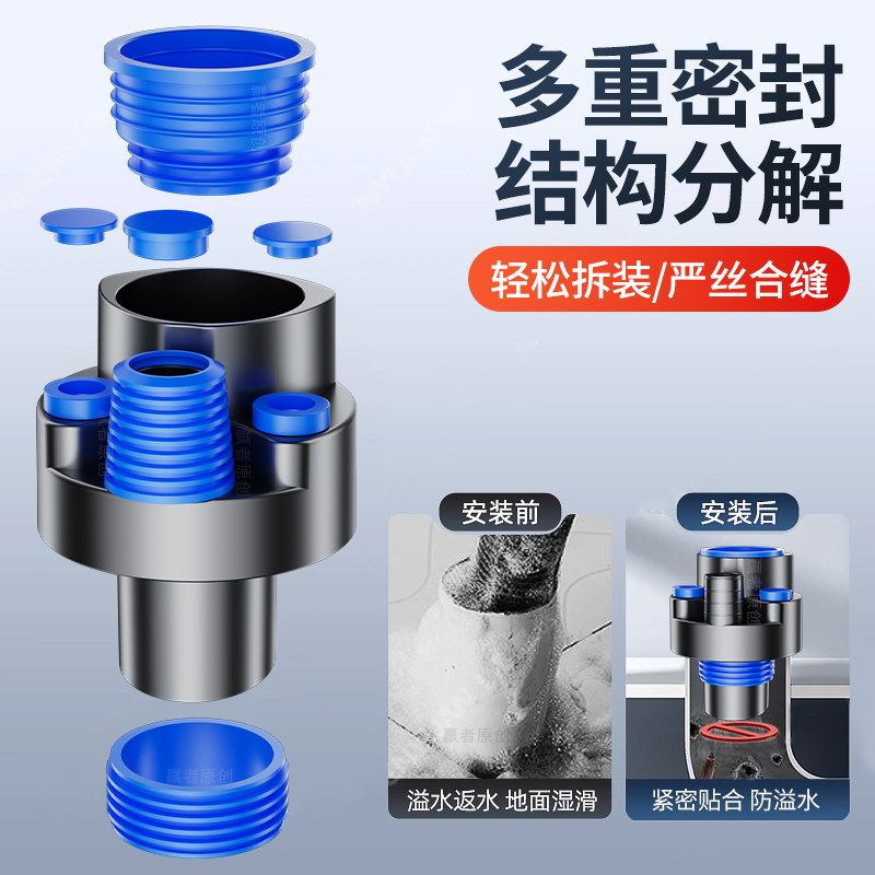 厨房多功能集成下水三通管道防臭神器密封塞净水器小厨宝分流器,淘宝优惠券,粉丝福利购,淘宝优惠卷