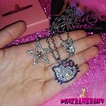 Y2k Hello Kitty Sanrio Necklace with Chain Alloy Silver Crys