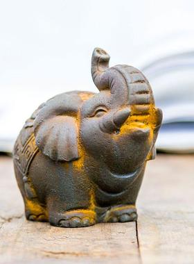 新款直销新中式国风招财吉象如意书房茶宠仿铸铁大象纯手工家居摆