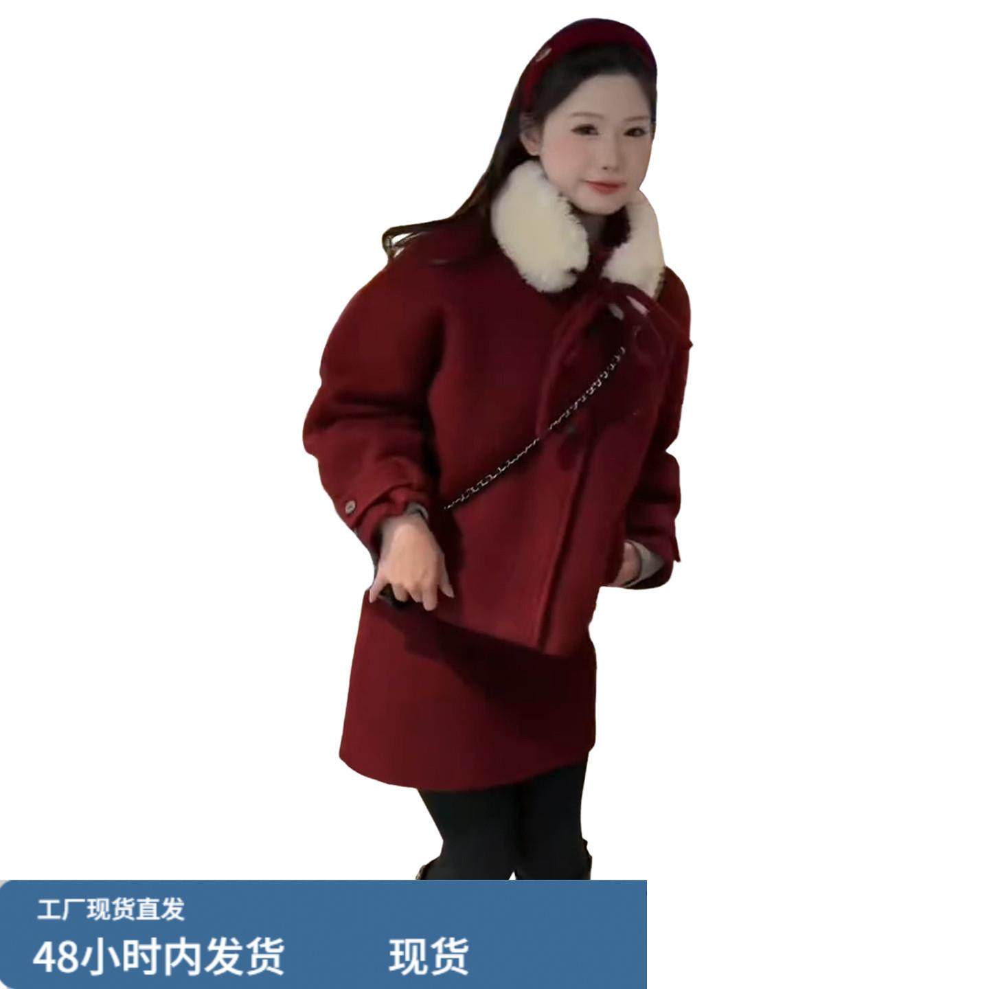 新年节穿搭红色毛衣连衣裙子女冬季2026新款高级感小香风毛呢套装,淘宝优惠券,粉丝福利购,淘宝优惠卷