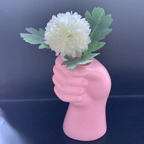 假手捧花塑料花瓶拳头花瓶干湿花插花容器装饰工艺品仿釉 耐摔 - 图0