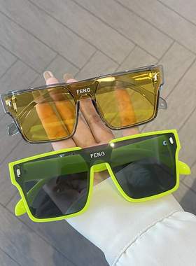 痞帅墨镜男时尚个性2024白色酷潮前卫街拍一体女遮阳眼镜-