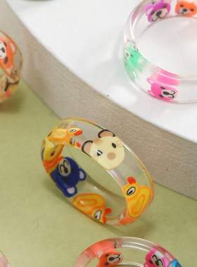 儿童戒指环公主变色荧光可爱小动物卡通首饰女童树脂袋装