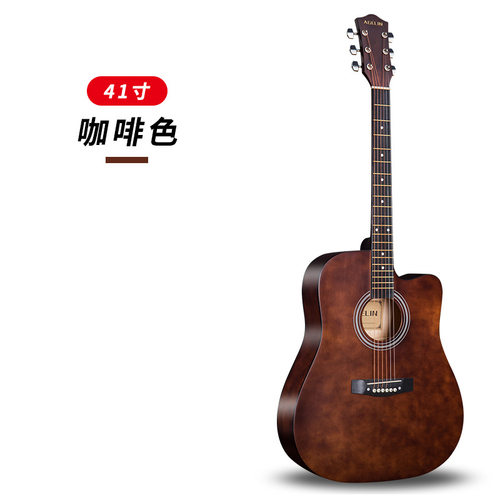 新款 直供38寸吉他民谣吉他初学缺角椴木41寸吉他新手练习琴木吉 - 图3