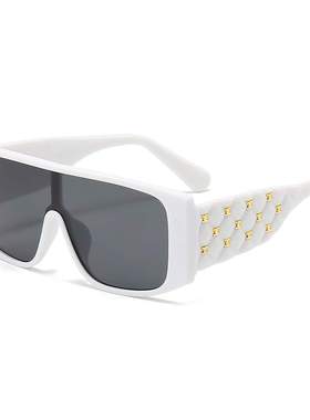 欧美款时尚大框连体朋克风素颜遮阳墨镜PC户外派对眼镜