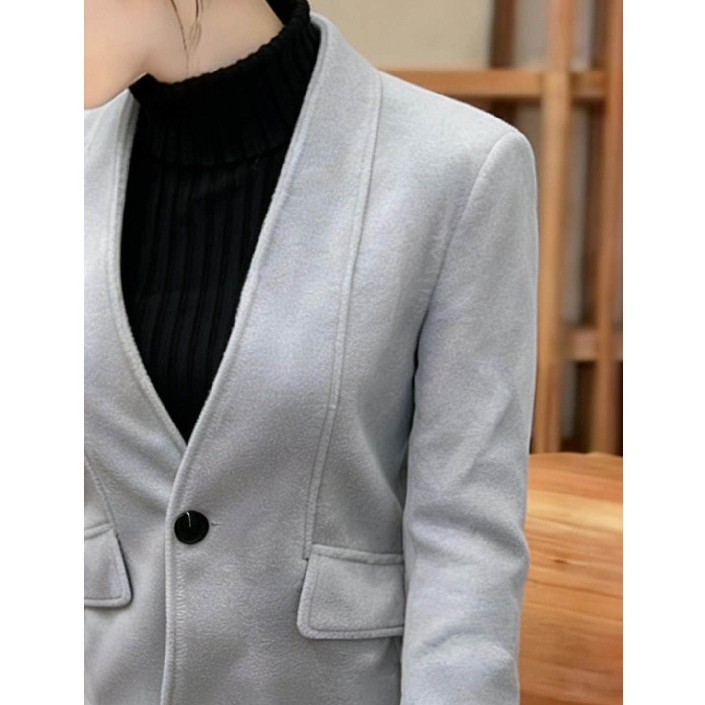 设计感洋气灰色长袖毛呢子外套女秋冬新款小个子减龄百搭短款上衣,淘宝优惠券,粉丝福利购,淘宝优惠卷