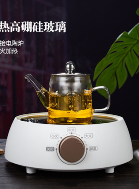 空盒子玻璃煮茶壶花茶壶小品壶 不锈钢漏壶高硼硅内胆泡茶壶家用